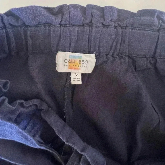 Cali 1850 Linen Blend Navy Blue Paperboy Waist Cropped Pants Size Medium - Picture 5 of 6